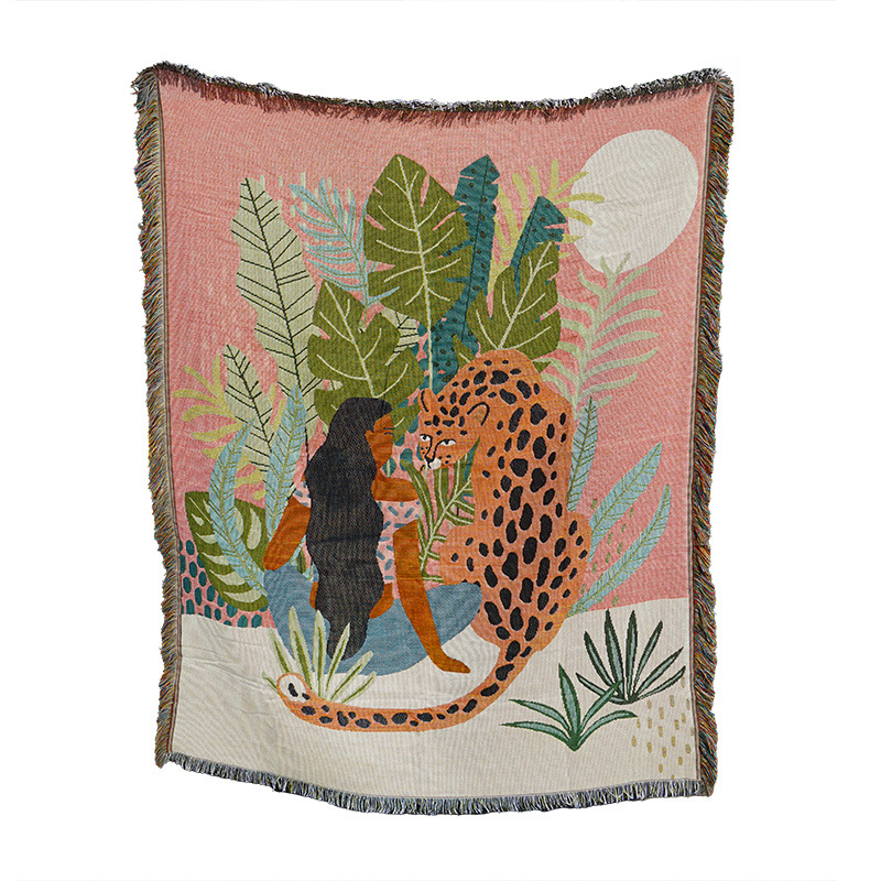 Picture of ins style illustration line blanket camping blanket leisure blanket nap blanket blanket American sofa blanket picnic blanket bed blanket
