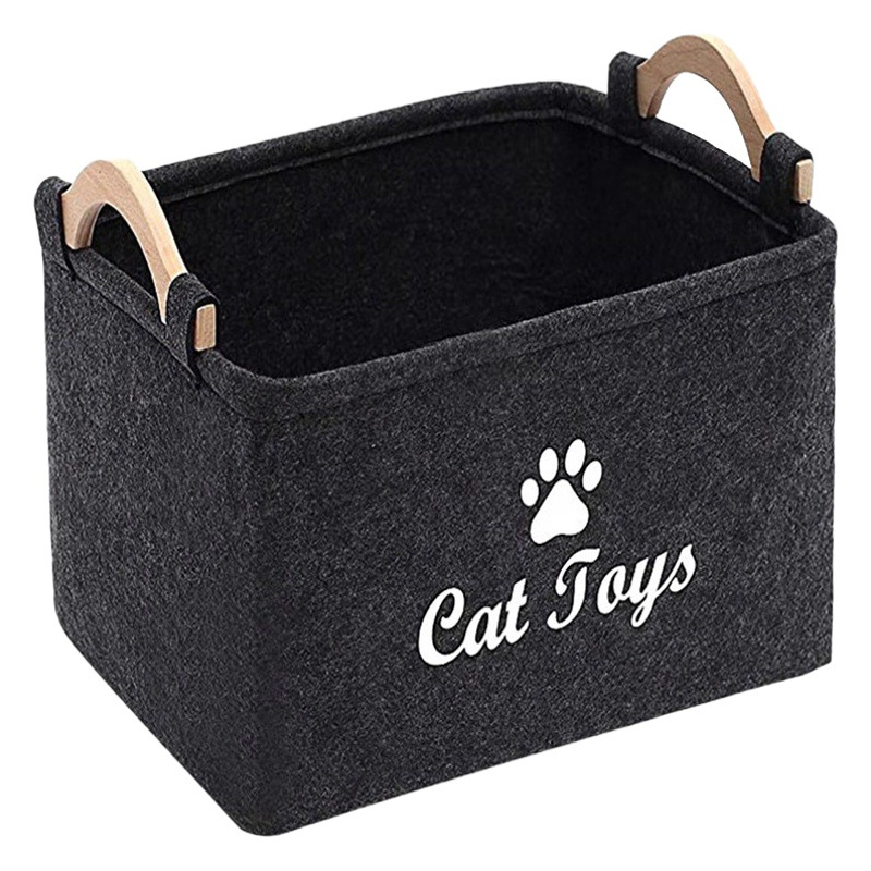 Felt Toy Storage Box Storage Box Pet Storage Box Wooden Handle Square Storage Box Children's Toy Storage