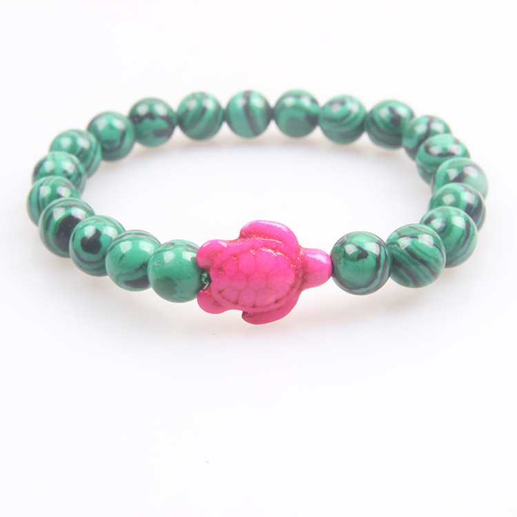 Picture of Zhou Lianfa 8MM Decorative Lava Volcanic Stone Beads Turquoise Cross Elastic Elastic Bracelet for Men and Women