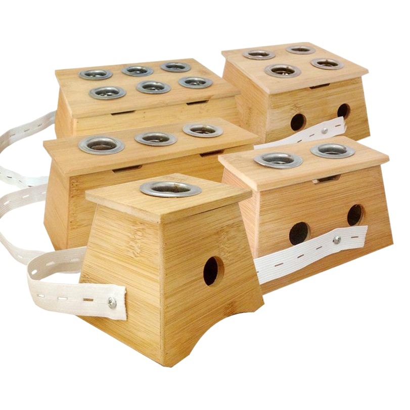 Moxibustion box Warm moxibustion device moxibustion bamboo single hole porous portable moxibustion household portable wooden moxibustion box moxa stick wholesale