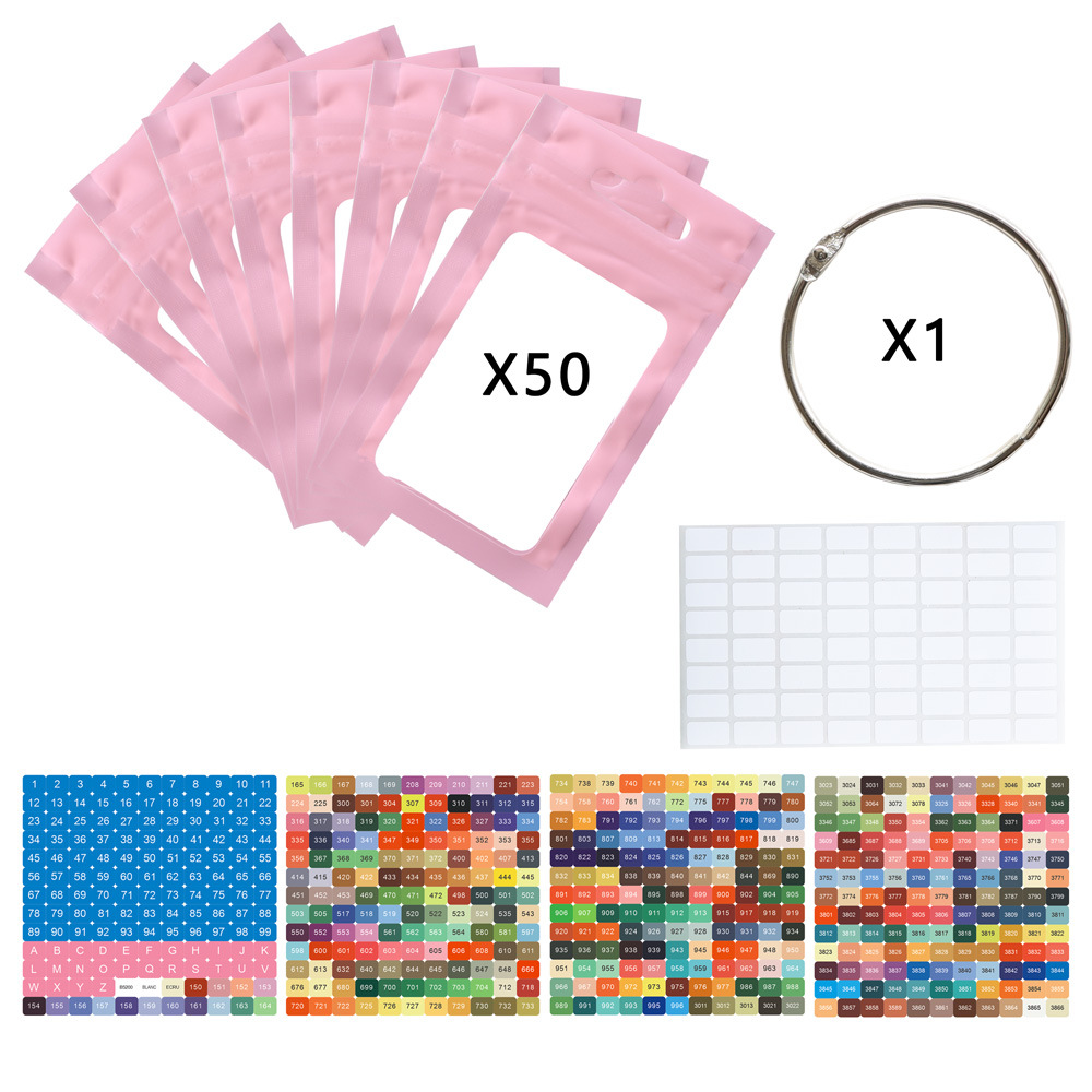 Picture of Diamond Painting Storage Bag Color Drill Bag Storage Bag DIY New Self-sealing Bag Color Number Sticker suit