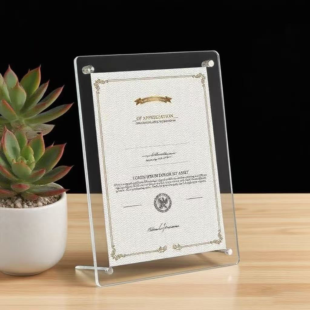 Picture of Crystal A4 photo frame table A4 honor certificate frame 6 inch photo frame wall glass photo frame authorization certificate frame