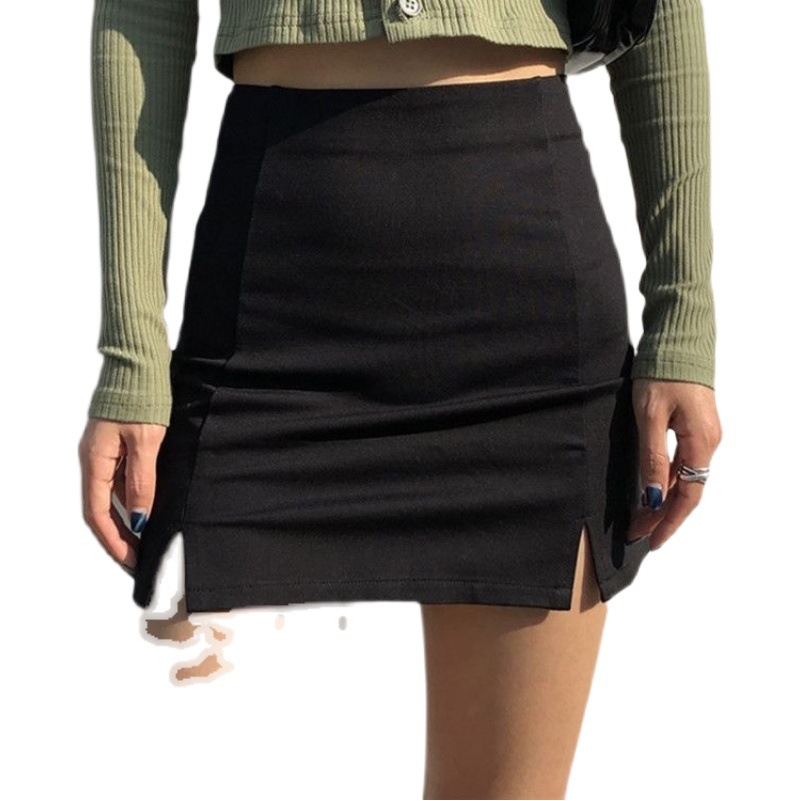 Autumn New High Waist Thin Niche A- line Short Skirt Irregular Pants Skirt Women's Small Black Skirt