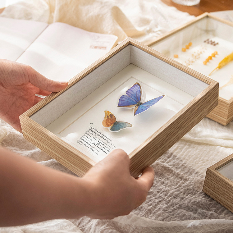 Picture of Stereo Hollow Specimen Frame diy Handmade Photo Frame Table Butterfly Insect Clay Preservation Mounting Frame Dried Flower Photo Frame
