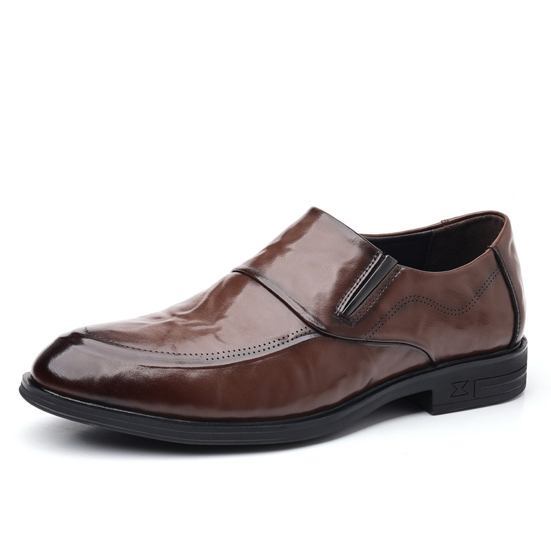 Men's Shoes, Business Leather Shoes, Formal Gentlemen's Casual Shoes, Spring Low-Cut Slip-On Cowhide Low-Heeled Workplace Shoes