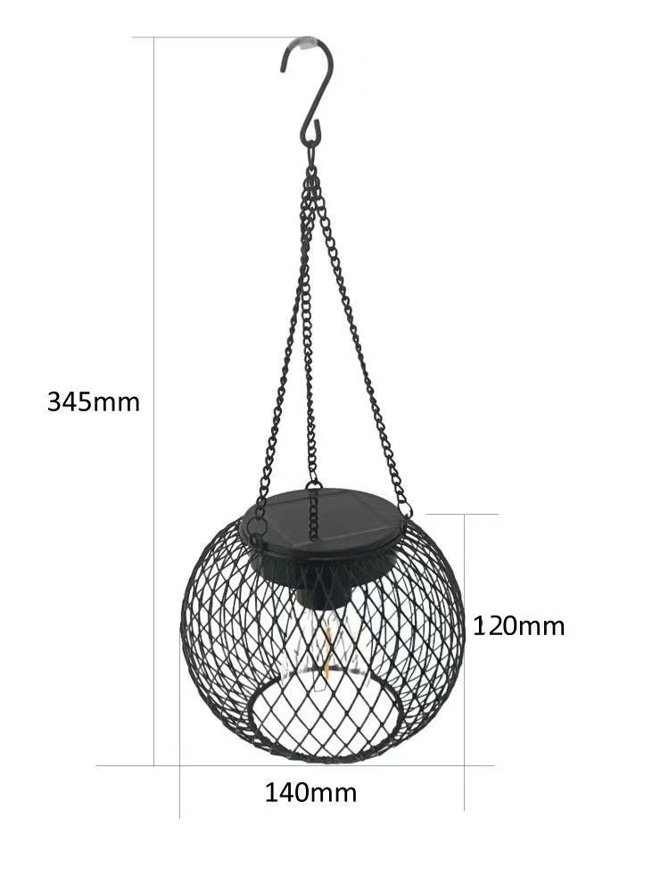 Picture of Amazon Solar Iron Lantern Lamp Retro Net Chandelier Outdoor Garden Courtyard Decoration Hollow Lantern Super Bright