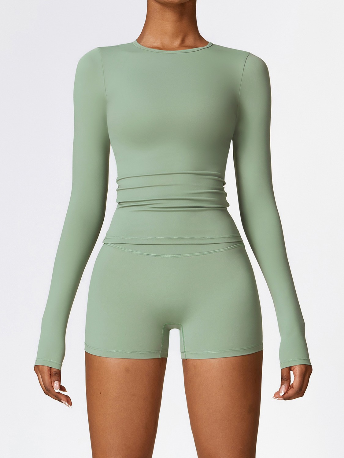 Cross-border sports top women's long-sleeved T-shirt quick-drying dance yoga clothing fitness base shirt running training shorts