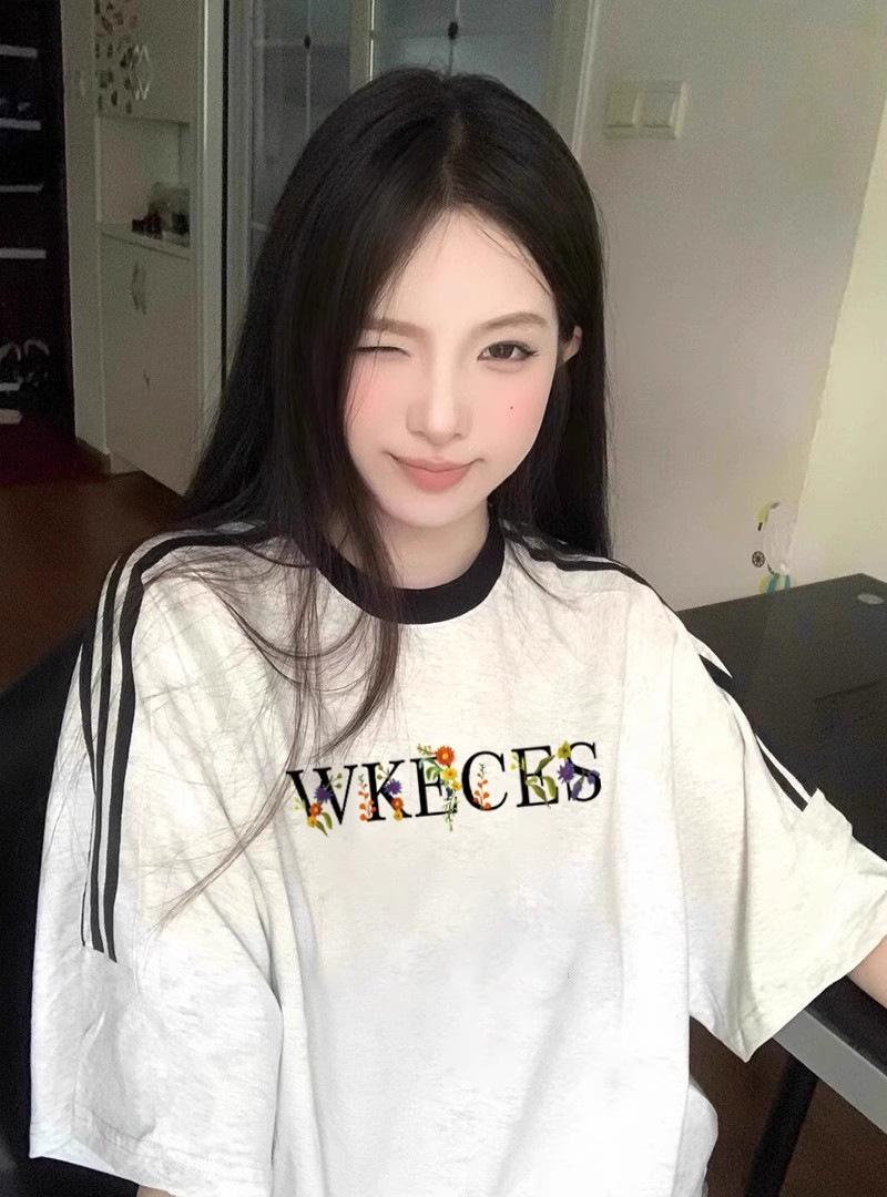 Loose Slim Top Letter Large Printed Short-sleeved Heavy T-shirt Short-sleeved T-shirt Women's Summer Loose Lazy Top