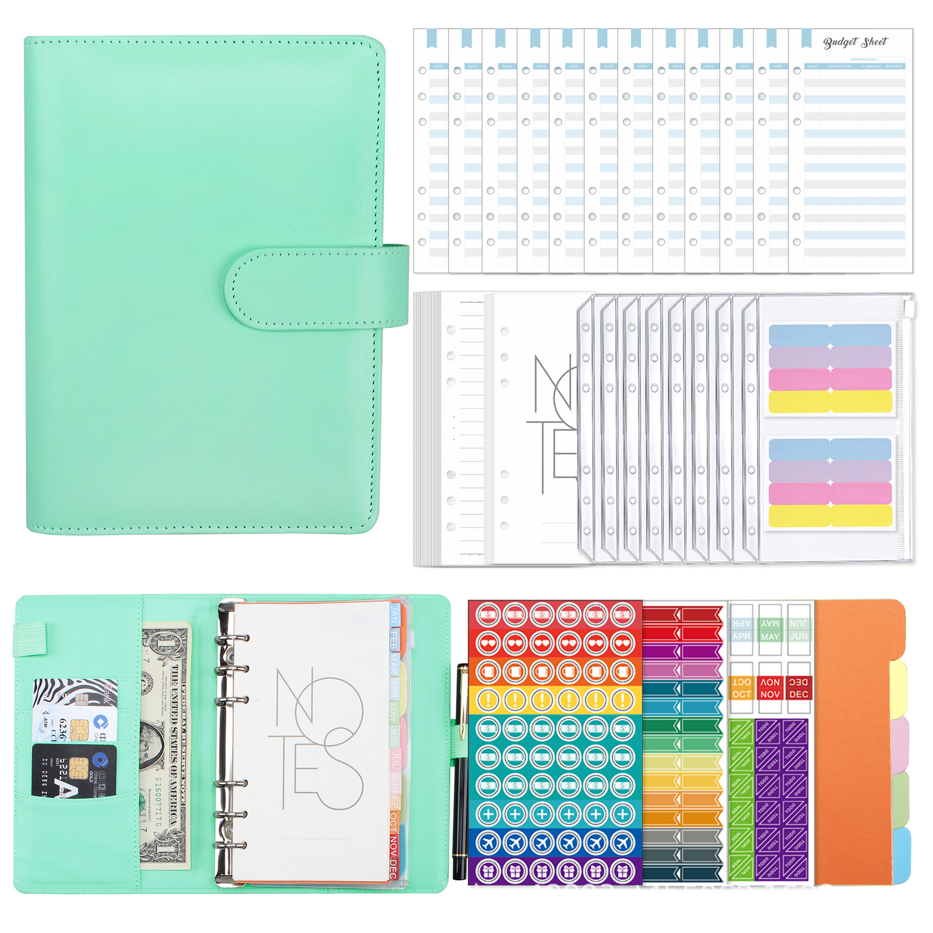 Picture of Macaron A6 Binder Accounting Notebook Planner Cash Budget Planner Japanese and Korean Cute Style