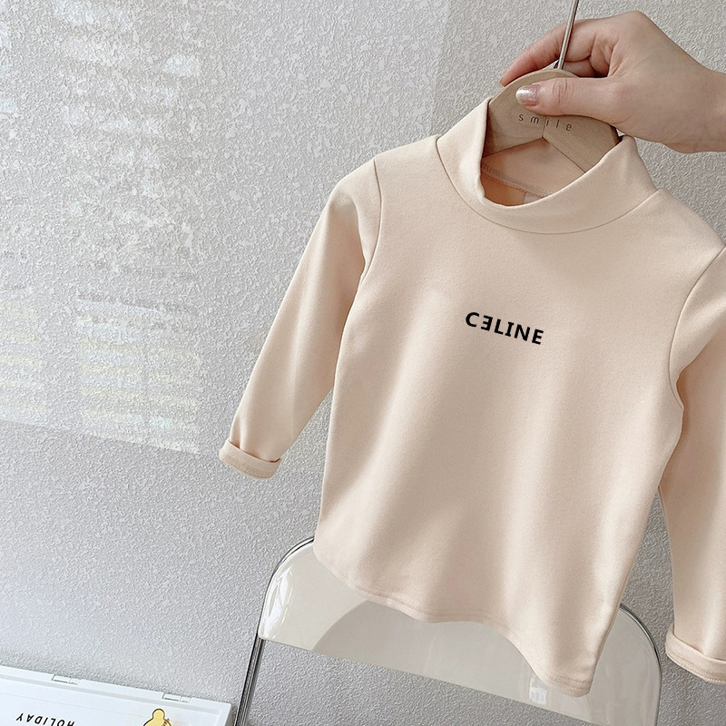 Picture of German velvet children's all-match high collar warm base shirt autumn and winter children's clothing fun cute children's long sleeve T-shirt top