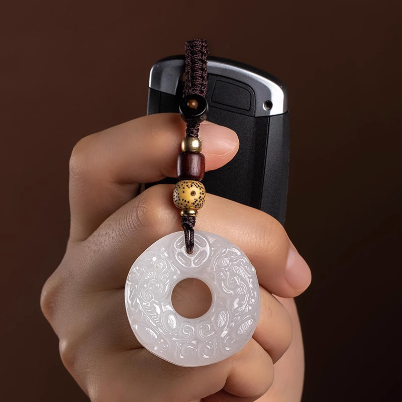 Picture of Natural jade brave peace buckle antique national tide car keychain live creative small gift pendant pendant