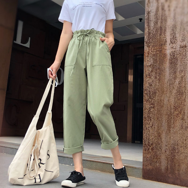 Picture of 2025 New Summer Students Loose Korean-style Harem Pants All-match BF Style High Waist Wide Leg Casual Trendy Pants for Women