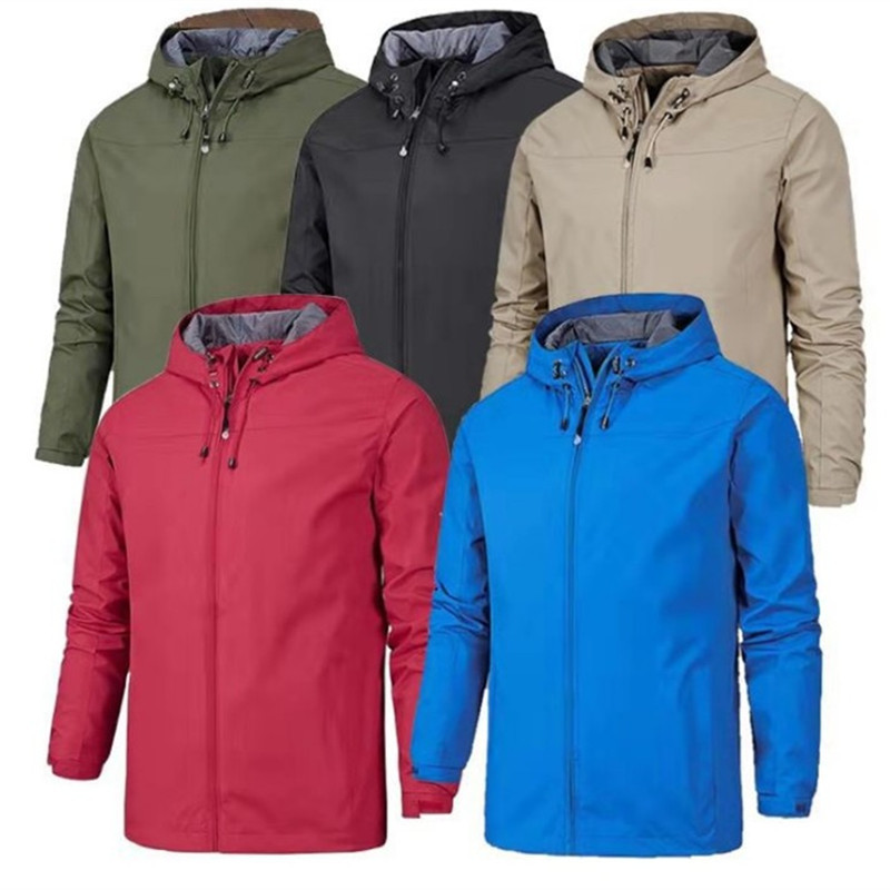 Outdoor Spring and Autumn Solid Color Jacket Men's Thin Jacket Coat Windproof Waterproof Four Seasons Sports Mountaineering Suit One Piece Hair