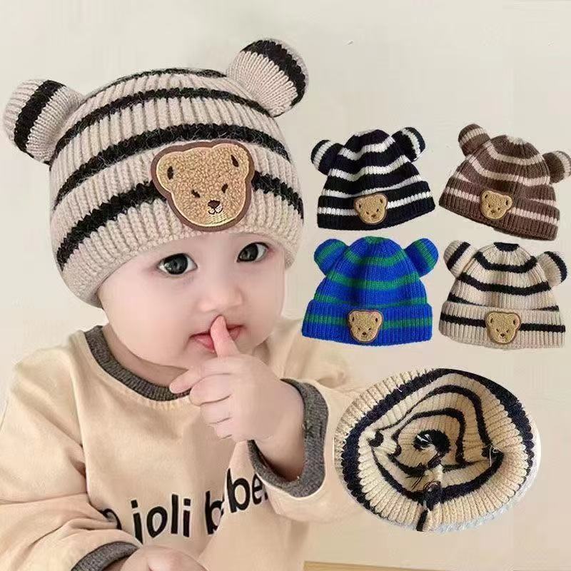 New bear ears baby knitted hat autumn and winter Korean children knitted hat warm winter baby wool hat