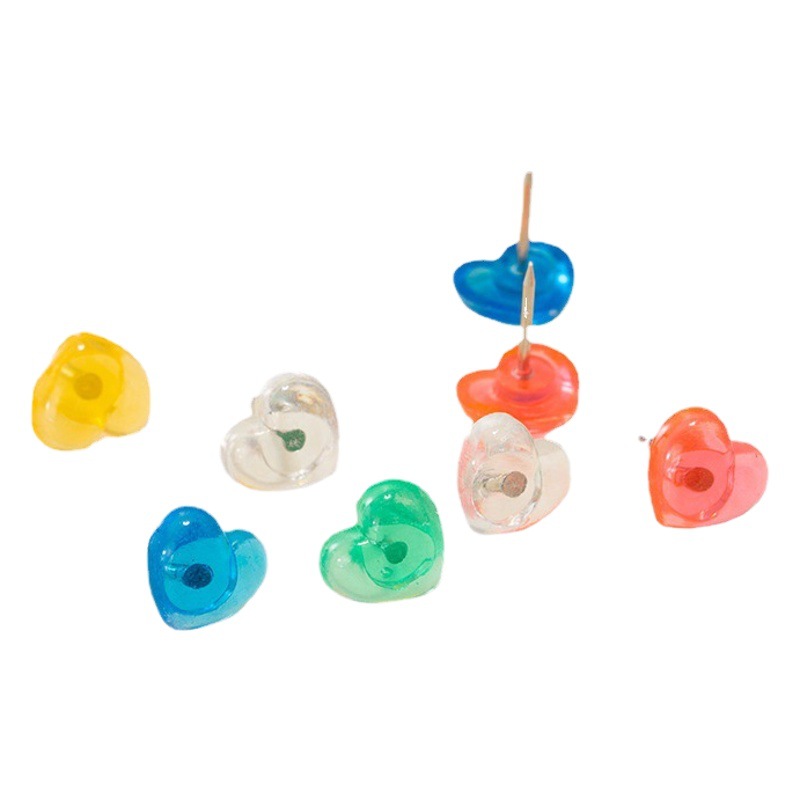 Cross-border Amazon plastic color transparent love pushpin modeling tack binding cork board wall nail press nail New