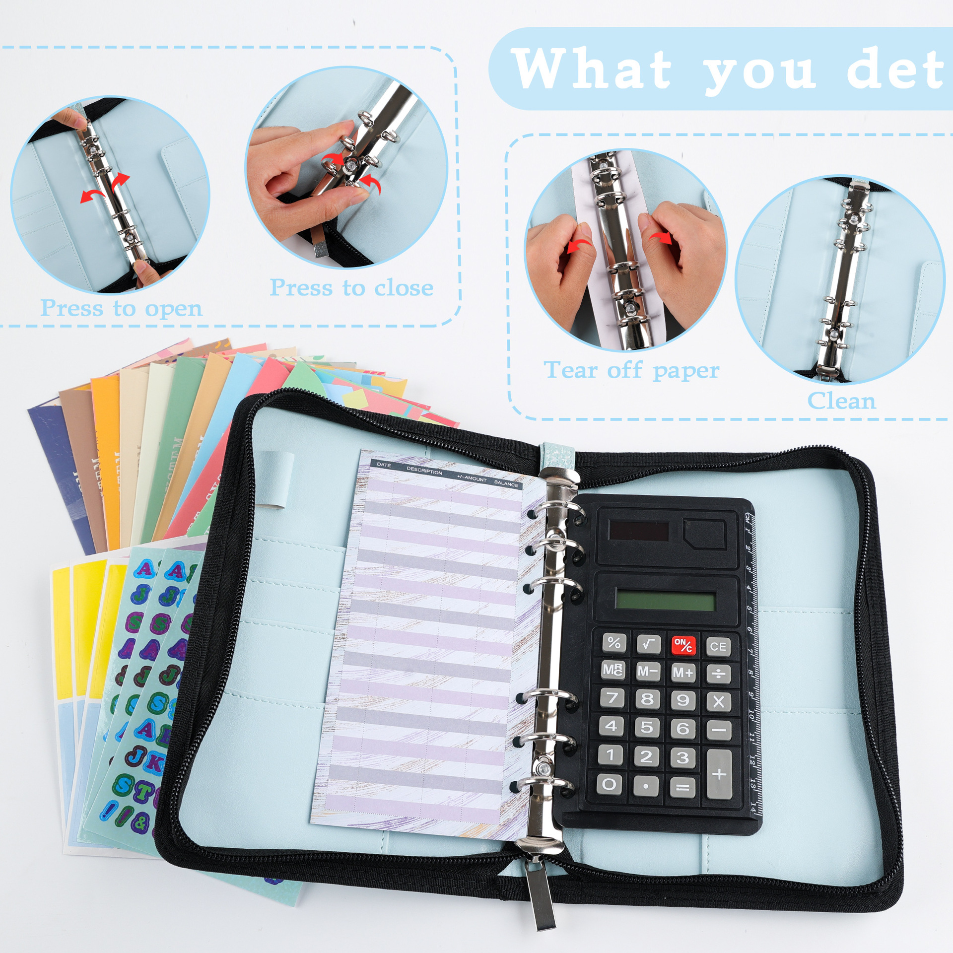 Picture of Cross-Border Supply of Large-Capacity Budget Envelopes, Fashionable Multi-Functional Pu Zipper Satchel Zipper Bags, Cash Budget Wallets