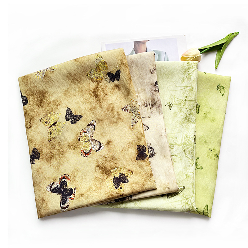 Butterfly New Chinese Digital Printed Fabric Brocade Cotton Fabric Ethnic Style Cheongsam Dress Top Han Dynasty Fabric