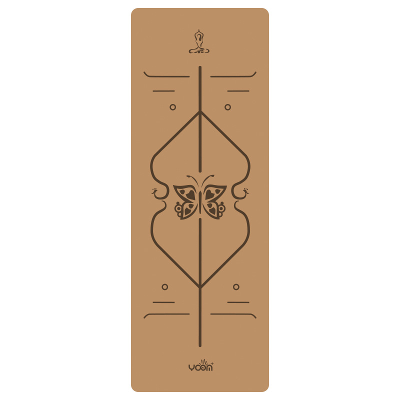 Picture of [cork yoga mat] plus thick natural rubber gymnastics local tyrants mat laser engraving logo body position line printing