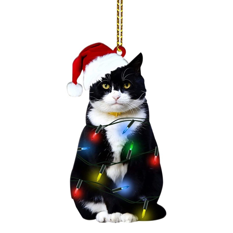 New Christmas Black Cat Pendant 2023 Christmas Tree Party Decoration Acrylic Pendant Christmas Decorations Pendant