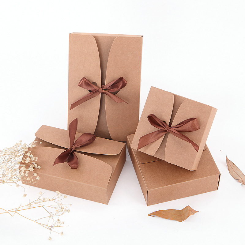 Picture of Cowhide carton gift box custom Rectangular lace bow socks underwear packaging business gift box in stock