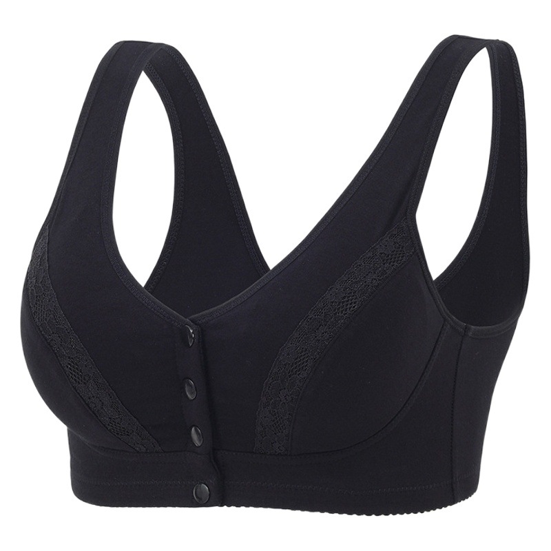 Mom's Underwear Women's Bra No Steel Ring Vest Thin Front Buckle Middle-aged and Elderly 50-year-old plus size Breathable Bra