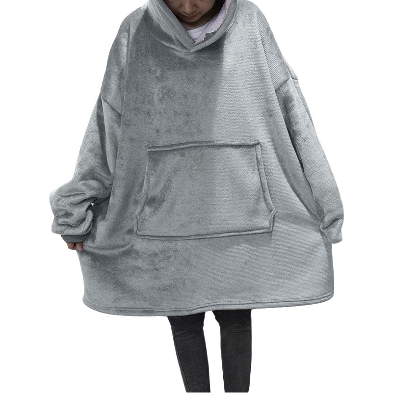 2021 European and American Amazon Couple's Fleece Home Clothes Outdoor Thickened Warm Mid-length Lazy Nightgown