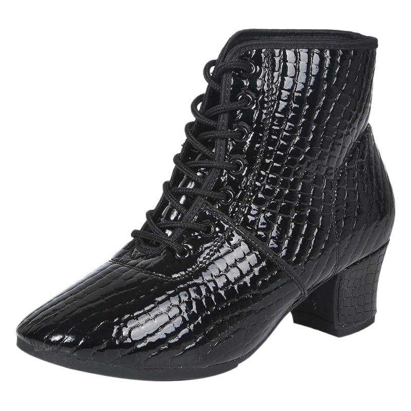 New Square Dance Shoes Latin Dance Shoes Soft Leather Dance Shoes Women's Mid-heel Soft Bottom Sappers Dance Boots Jazz Dance Boots