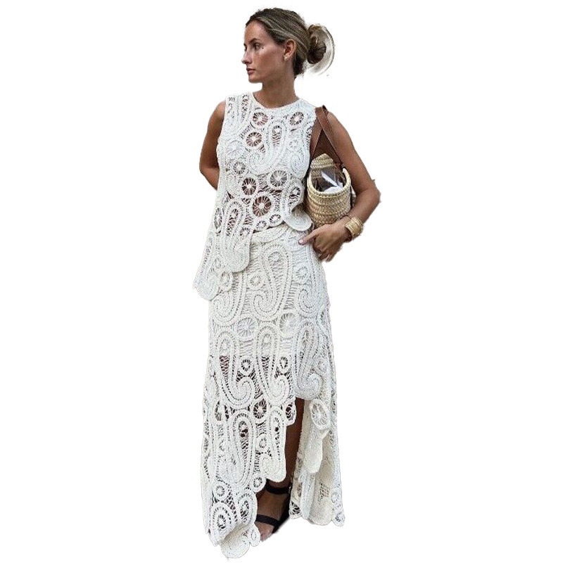 Picture of Z women's new 2024 temperament hollow high waist crochet asymmetric skirt 2712 012 738
