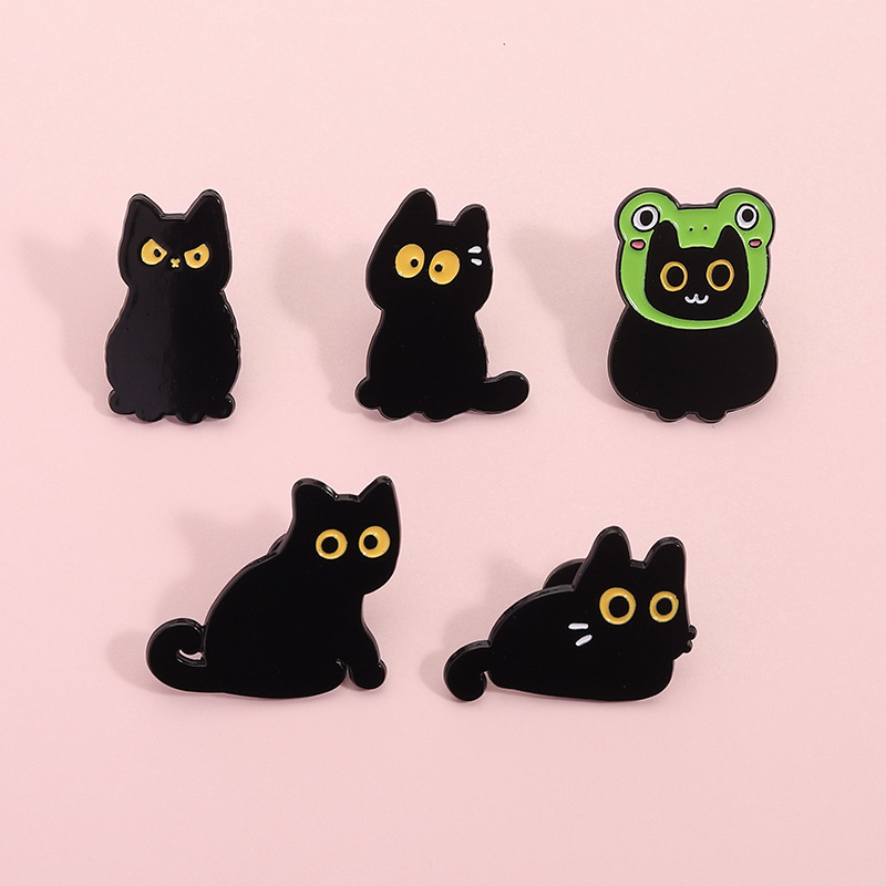 Cartoon Black Cat Shape Series Alloy Brooch, Personalized Versatile Animal Accessories, Creative Niche Exquisite Badges