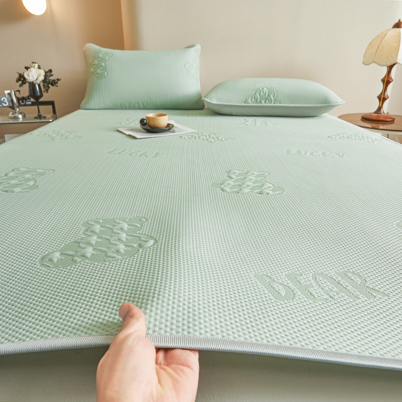Picture of Class A ice silk mat three-piece set 2025 new summer machine washable antibacterial air conditioning soft mat bed hat 1.8 meters