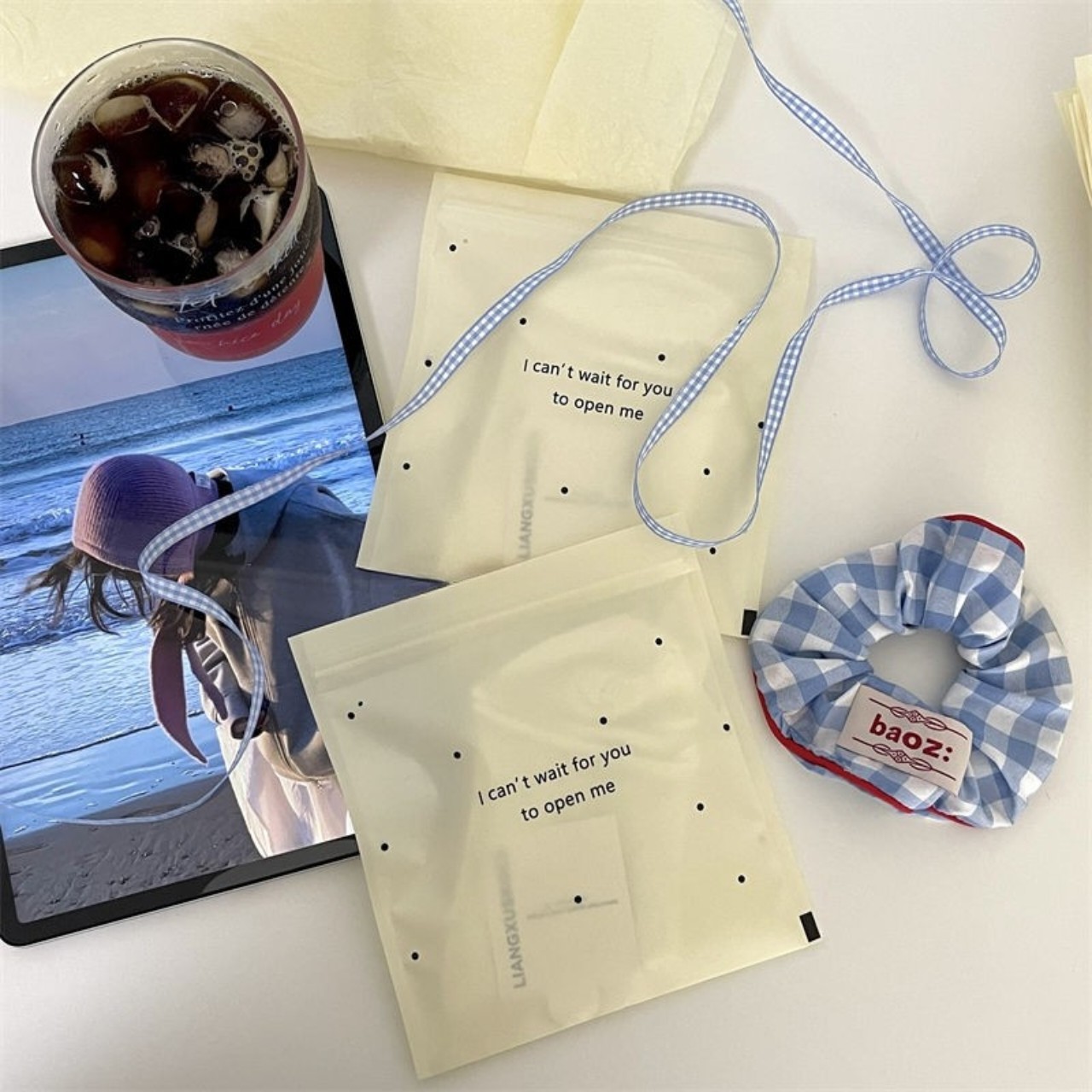 Homemade Food-Grade Packaging Material Custard Polka Dot Letters Thickeneded Hair Band Packaging Bag Underwear Plastic Ziplock Bag