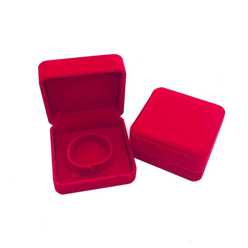 Red Round Flannel Bracelet Box Jewelry Box Bracelet Box Plush Face Handstring Box Jewelry Necklace Gold Box