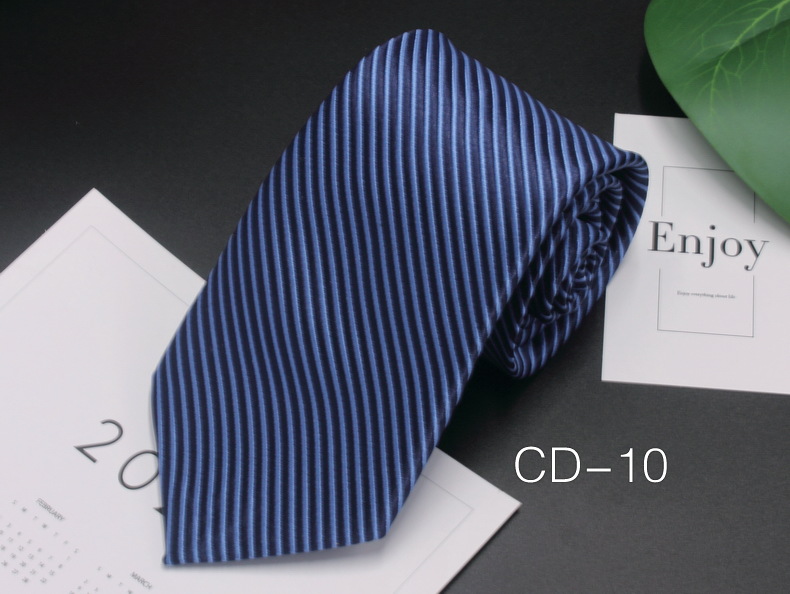 Picture of Manufacturer in stock men's business tie 8cm hand-punched professional formal wear interview striped tie men's Jacquard polyester silk