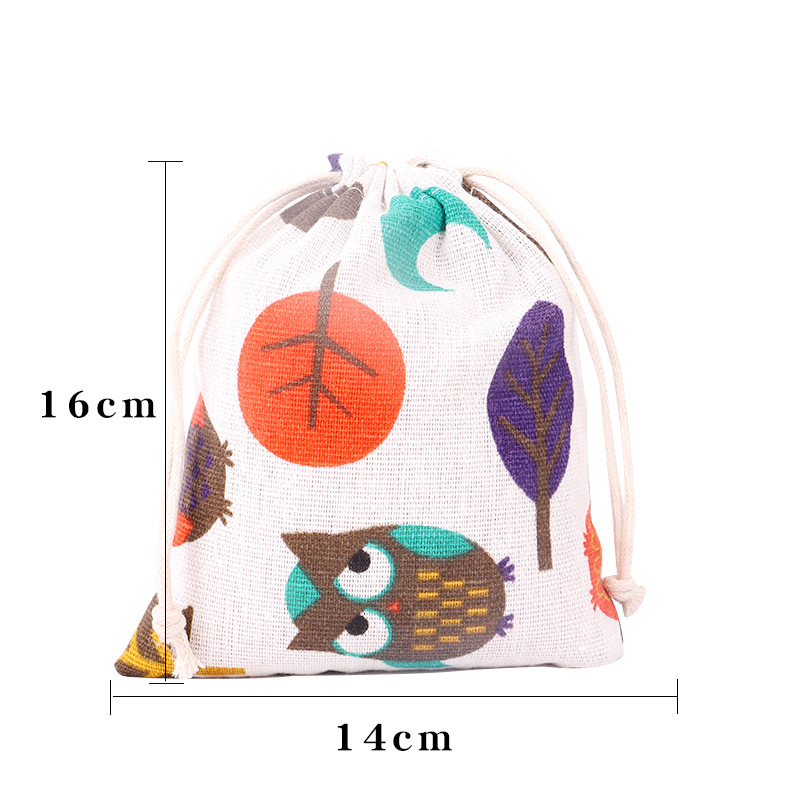 Picture of Printed cotton drawstring bag small bag home travel sundries storage bag Christmas gift packaging bag in stock
