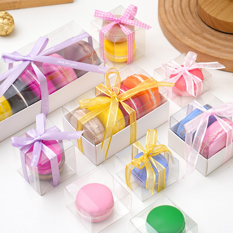 Pet Transparent Macaron Packing Box Biscuit Cake Baking West Point French Dessert White Card Gift Box Printed Logo