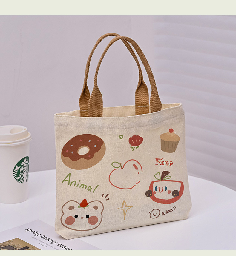 Picture of 2025 New Cute Cartoon Japanese Style Canvas Bag Tutorial Lunch Bag Manufacturer Wholesale Bag Women's Bag Handbag