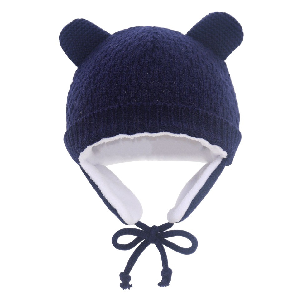 Foreign Trade AliExpress Cross-border Children's Knitted Hat Gloves Two-piece Baby Velvet Warm Ear Protection Wool Hat