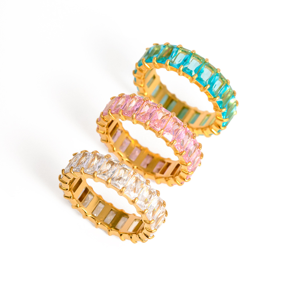 Picture of Jieding European and American titanium steel spring and summer stainless steel inlaid zircon ring cross-border trend does not fade niche jewelry wholesale