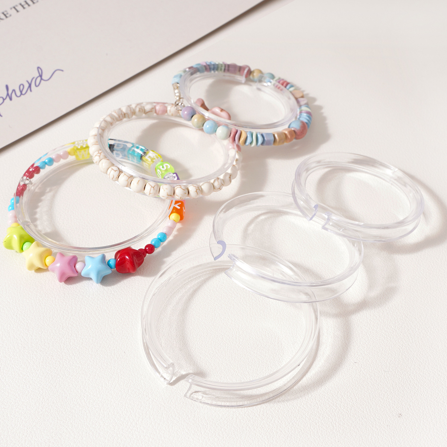 Transparent Color Beads Display Plate Pine Log Color Bracelet Ornaments Display Jewelry Display Stand Creative Shooting Props