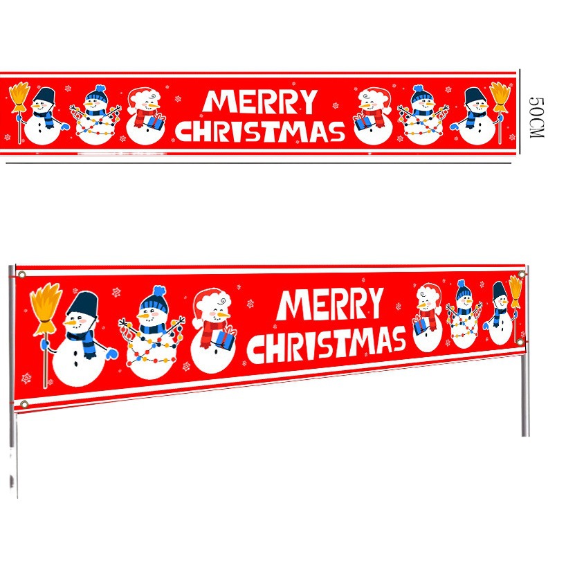 Cross-Border Spot Christmas Banner Background Christmas Flag Door Curtain Holiday Party Flag Background Cloth in Stock