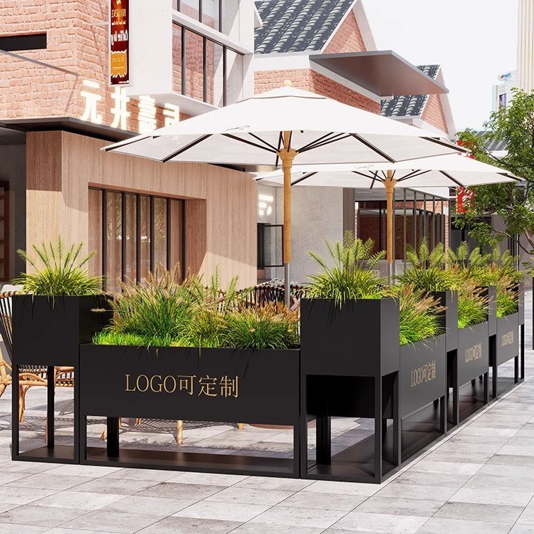 Outdoor courtyard wrought iron flower box combination rectangular flower bed garden hotel flower pot municipal partition fence flower trough