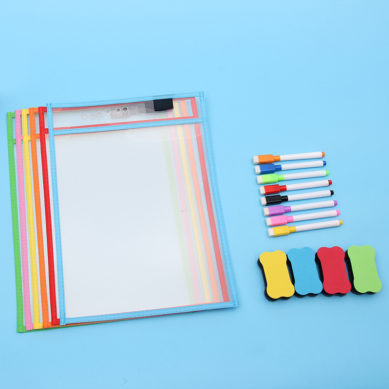 Picture of Factory in stock Early Childhood Education Children Erasable File Bag Sewing PVC Storage Bag A4 Vertical Transparent File Bag