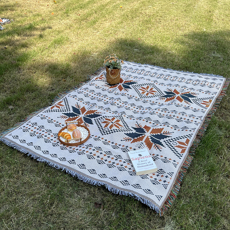 Picture of Picnic mat ins style camping blanket tent floor mat outdoor folding table layout atmosphere decoration essential
