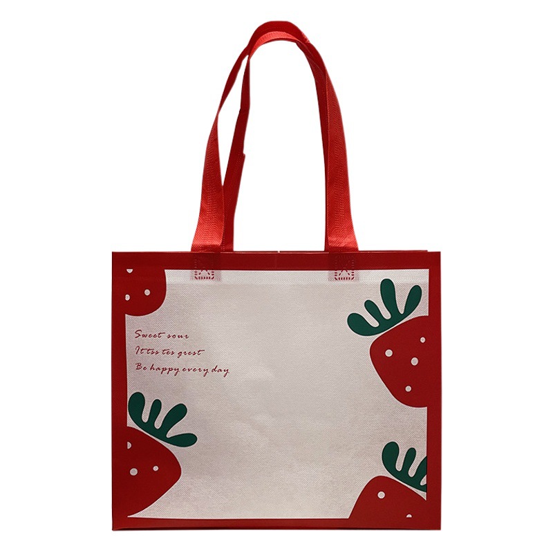 Red Strawberry Clothing Handbag Clothes Non-woven Film Covered Shopping Bag Cute Children's Clothing Fruit Gift Bag