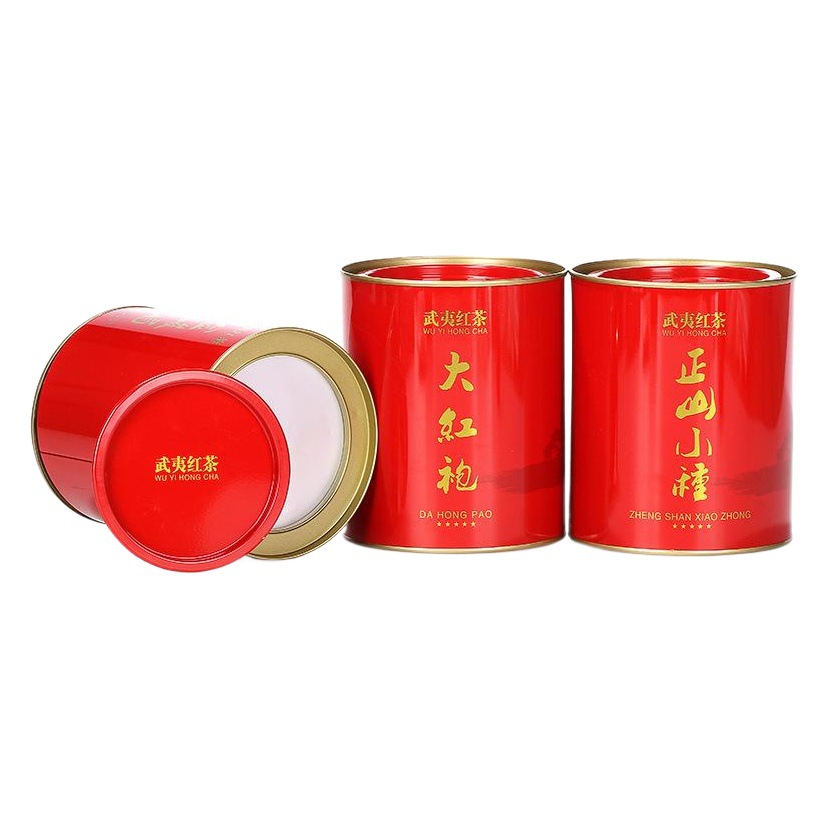 Zhengshan race Jin Junmei Dahongpao tea can iron can bulk 125g metal round tinplate printing wholesale