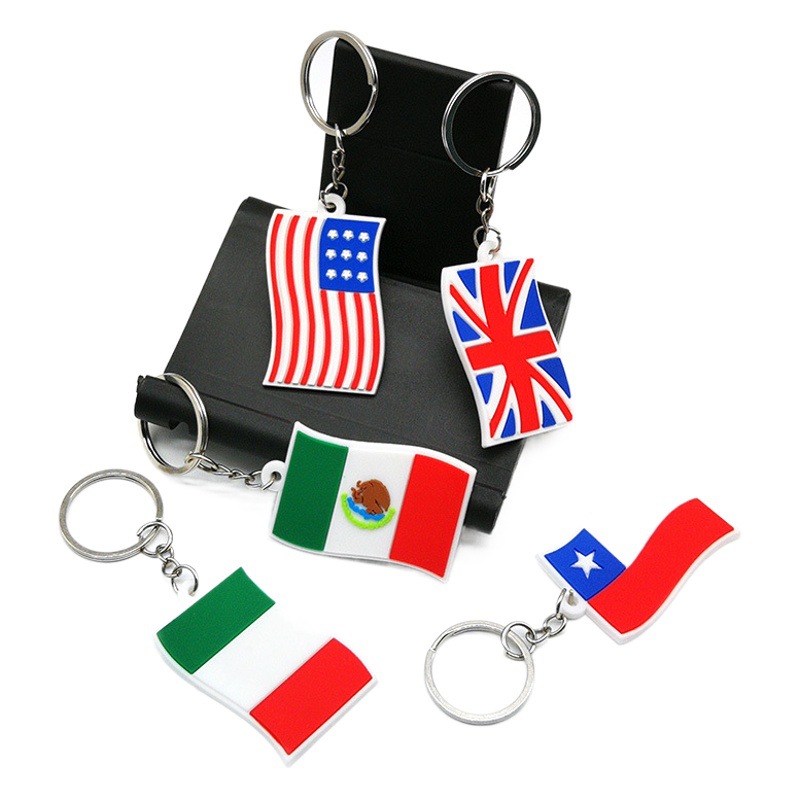 Cross-Border Keychain Pendant Pvc Key Chain Pendant National Flag Backpack Decoration Can Be Printed with Logo Advertising Gifts