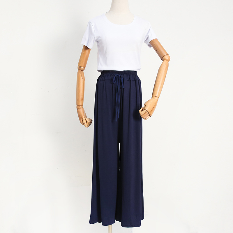 Picture of Japanese Wholesale Large Size Swing Pants Casual Pants for Women Japanese and Korean Spring and Summer Modal Loose High Waist Drawstring Wide Leg Pants