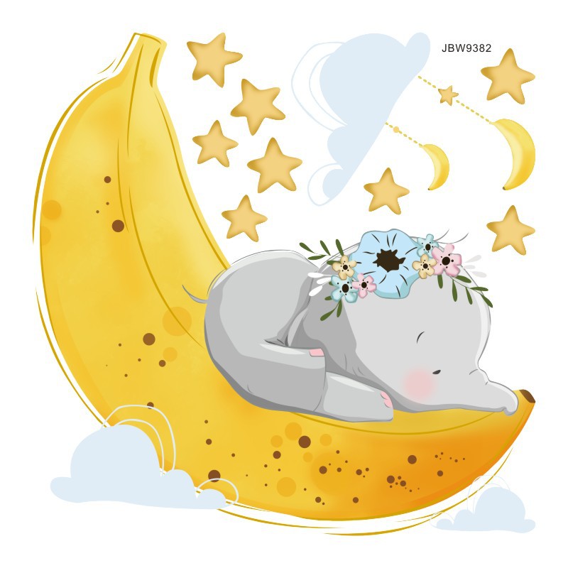 Picture of Amazon cartoon wallpaper elephant star stickers ins creative bedroom decoration wall stickers PVC background wall stickers
