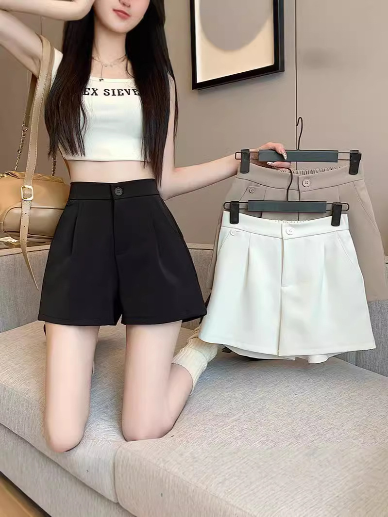 2024 Autumn High Waist Korean Style Slimming Shorts Women's High-end Sense Black High Waist Design Sense Suit All-match Hot Pants