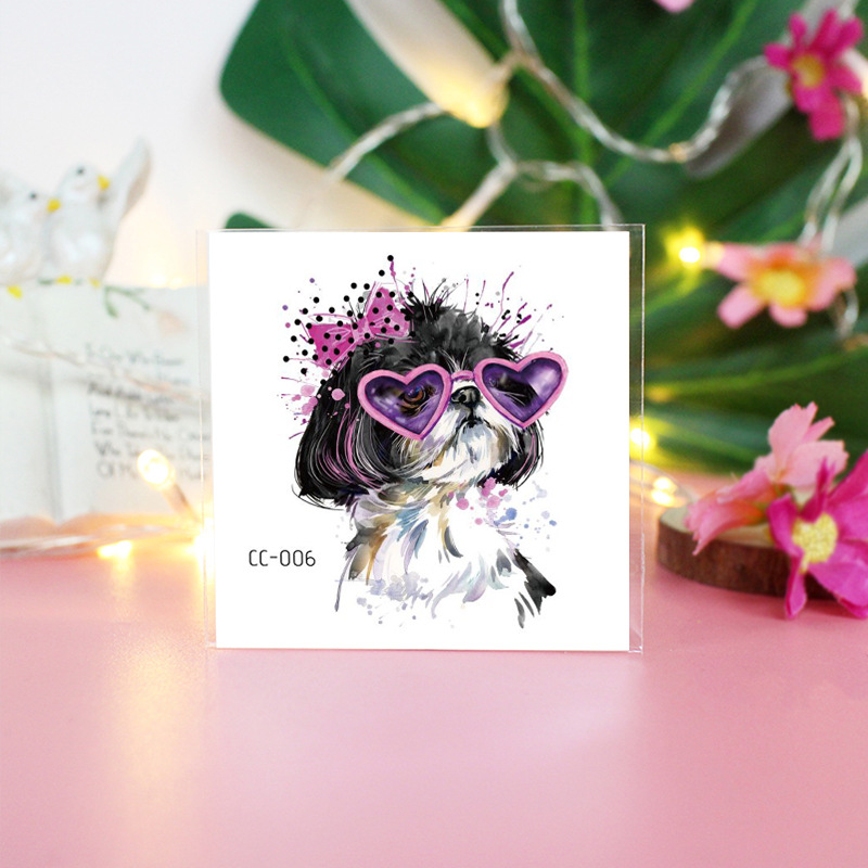 Picture of Cat and Dog Tattoo Stickers Waterproof Girls/Kidsren Cute Little Stickers Cartoon Animal Pet Tattoo Stickers